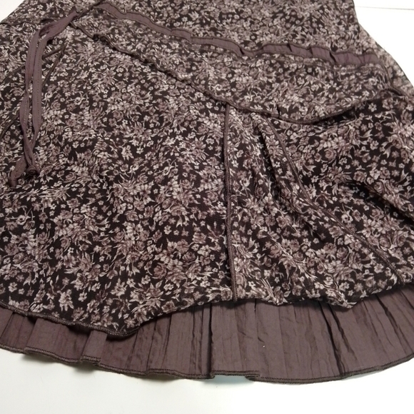 Bali vintage y2k ditsy flower dress size 8 layered look brown lined - Picture 2 of 6
